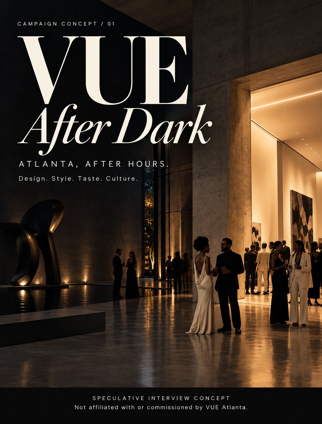 Launch announcement concept: VUE After Dark, Atlanta after hours